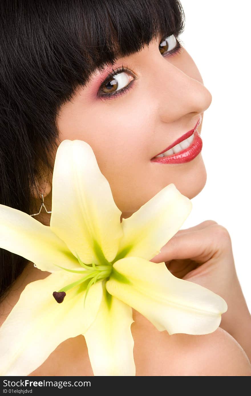 Young woman with lily flower. Young woman with lily flower