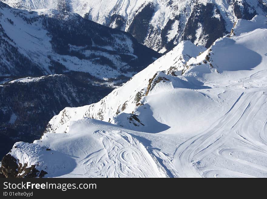 Austria. Mountains. The Alpes, the lift for mountain skiers. Austria. Mountains. The Alpes, the lift for mountain skiers.