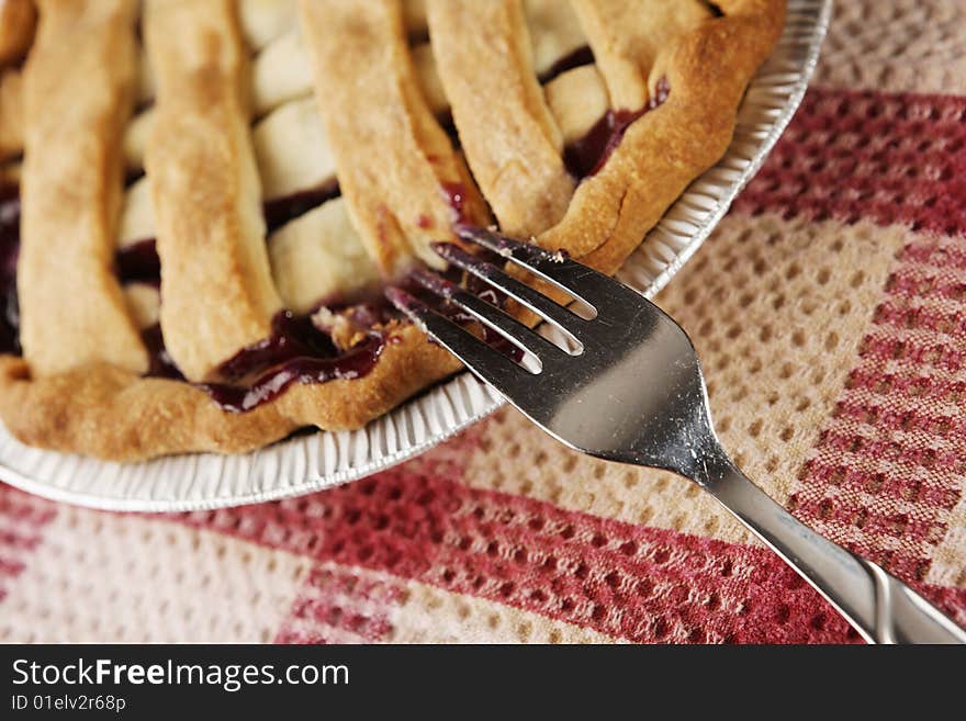 Fresh pie with selective focus