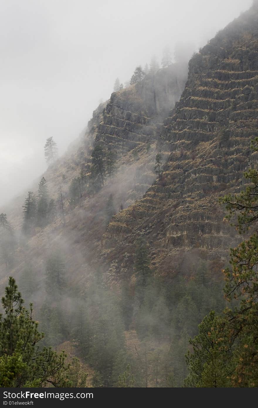 Fog rolls over the top of Layercake mountain. Fog rolls over the top of Layercake mountain.