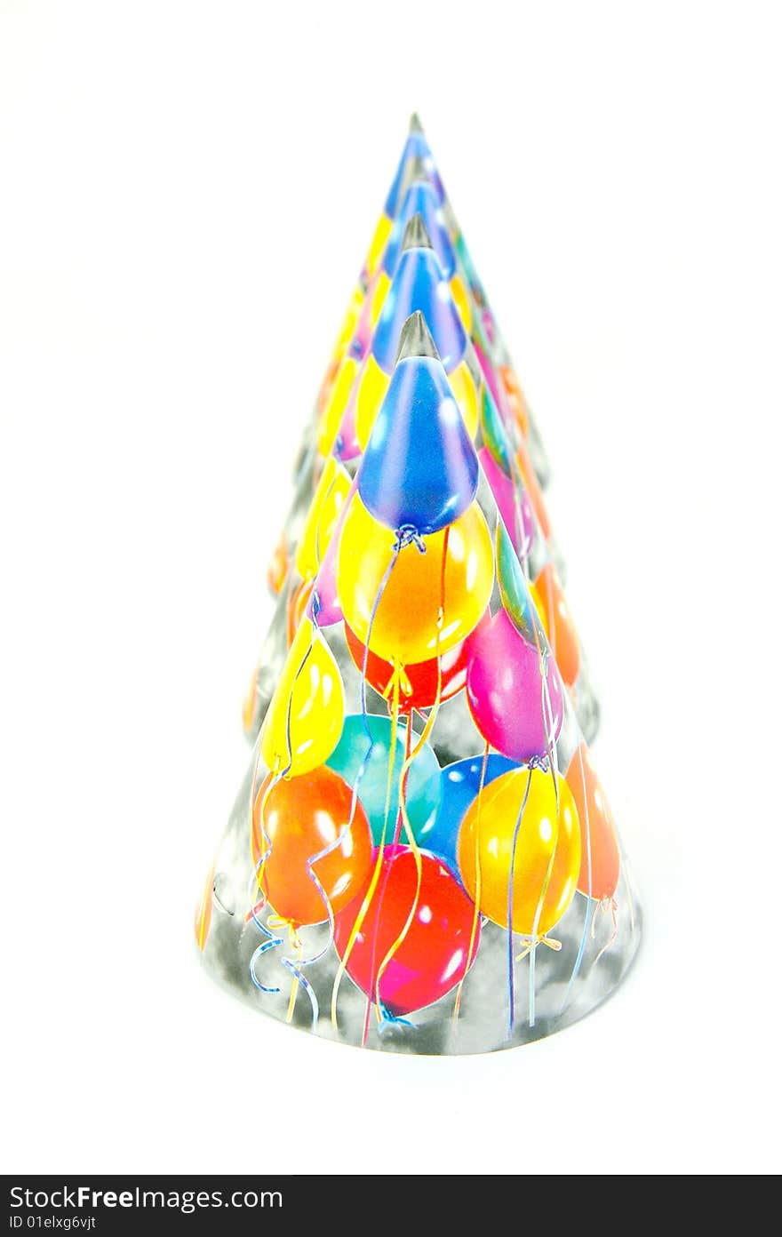 Party hats isolated against a white background