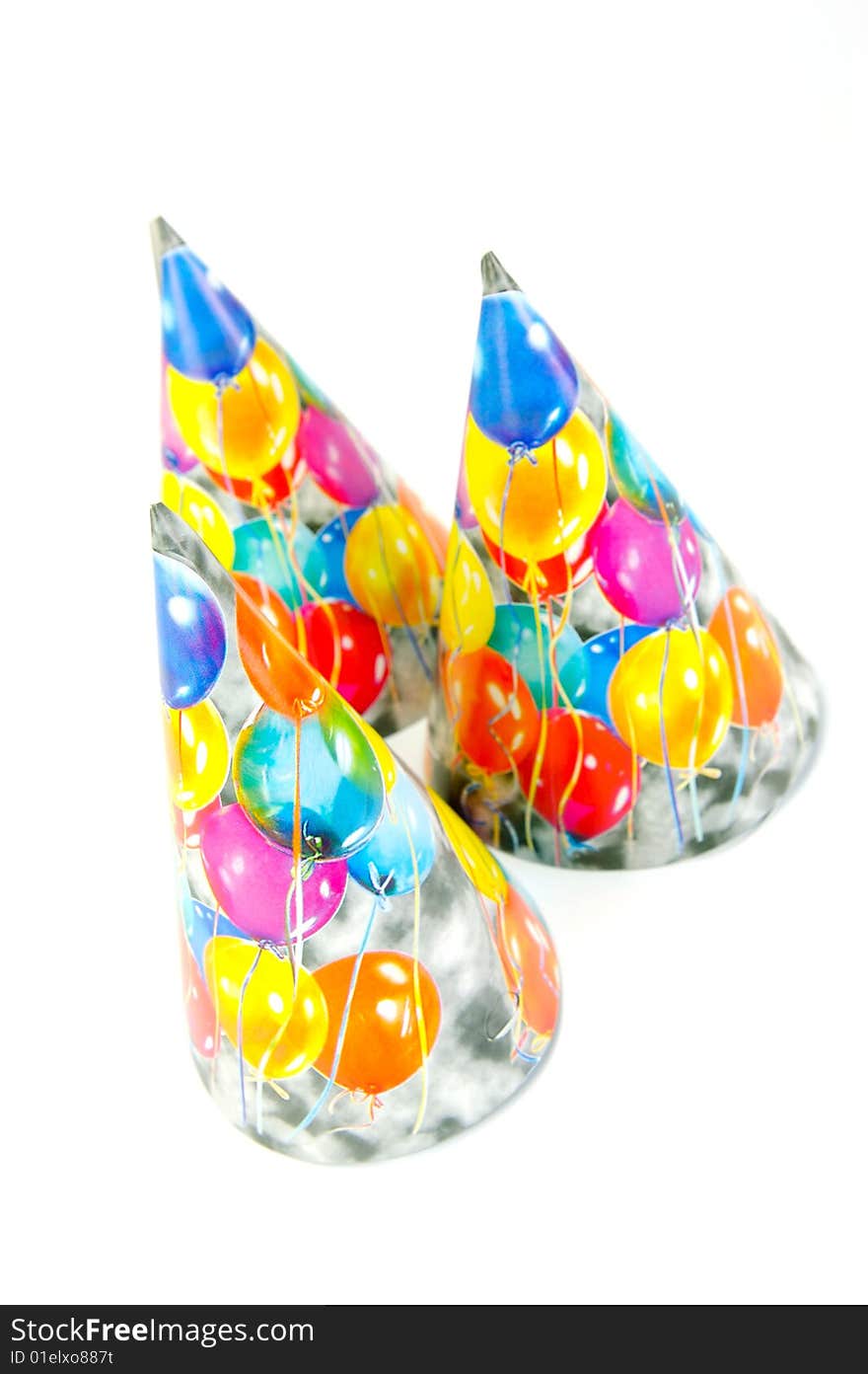 Party hats isolated against a white background