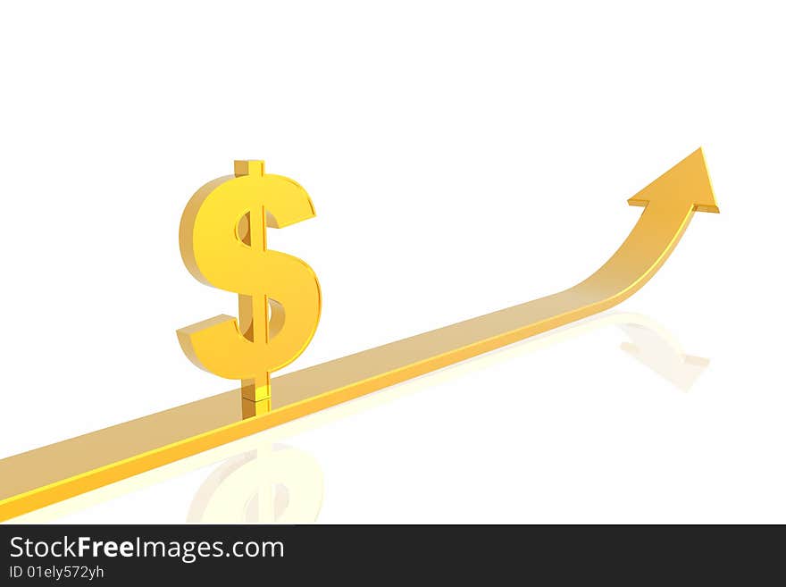 Dollar growth isolated in white background