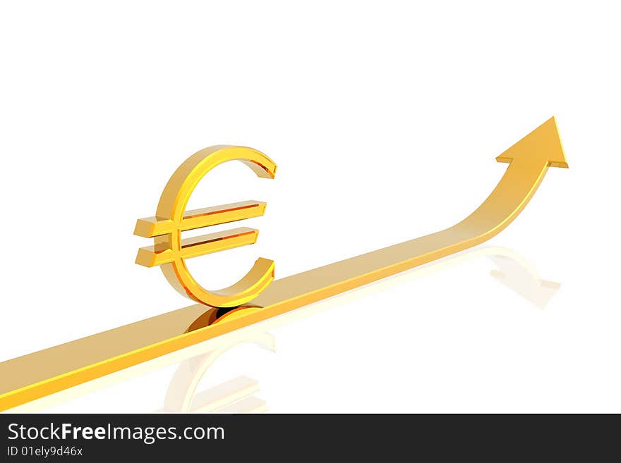 Euro growth isolated in white background