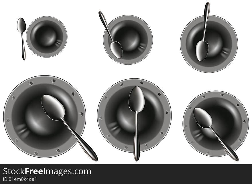 Spoon plate, black, white, grey