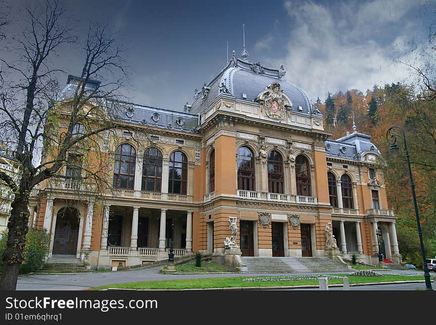 Classic baroque palace in autumn park