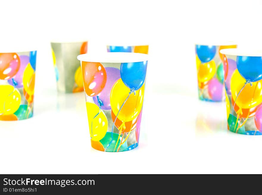 Party cups isolated against a white background