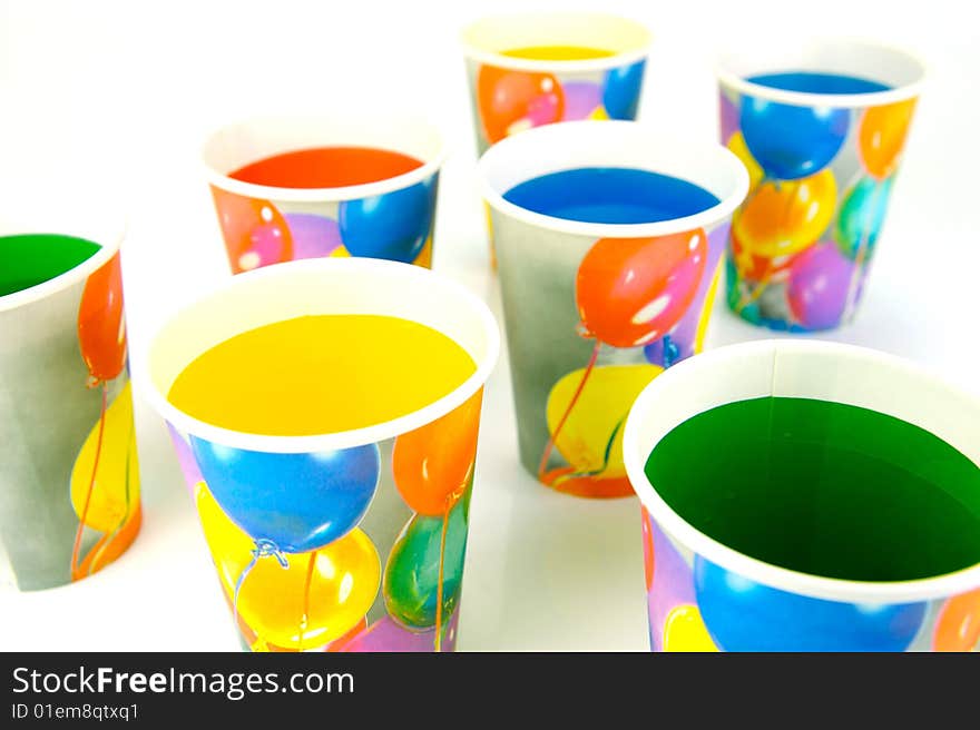 Party cups isolated against a white background