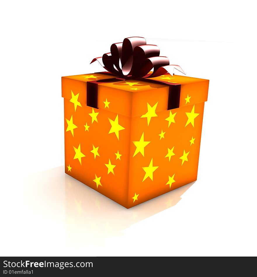 Gift box - 3d isolated illustration (christmas / valentine's day). Gift box - 3d isolated illustration (christmas / valentine's day)