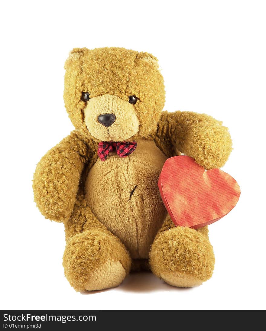 Valentine teddy isolated on white background