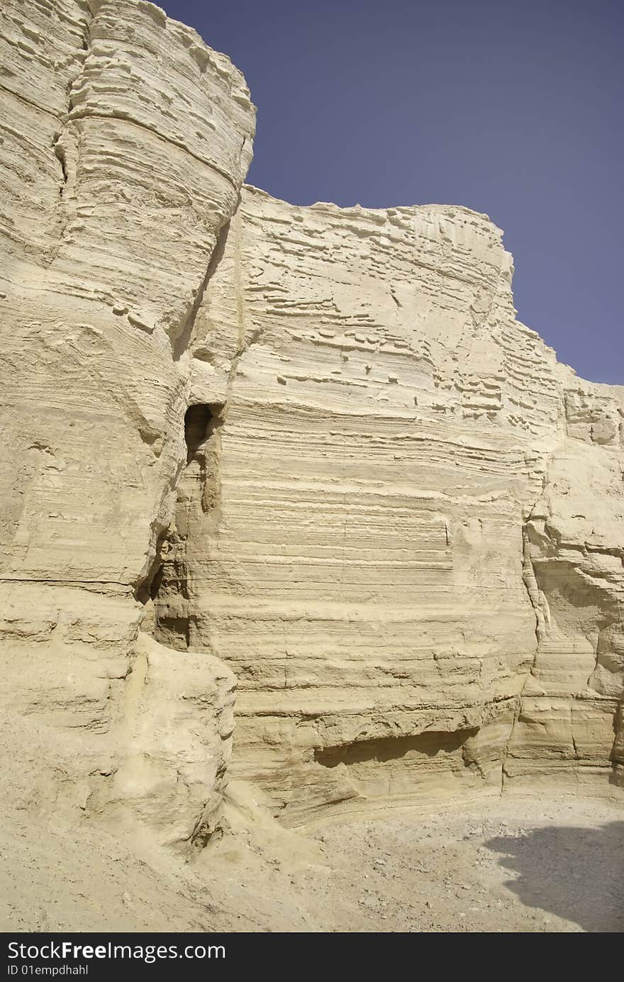 Eroded rock in Perazim canyon. Judean Desert nature reserve, Israel.