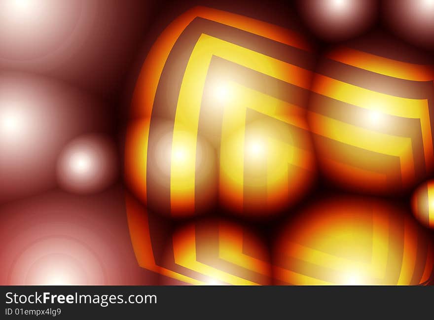 Abstract background with stripes and spheres