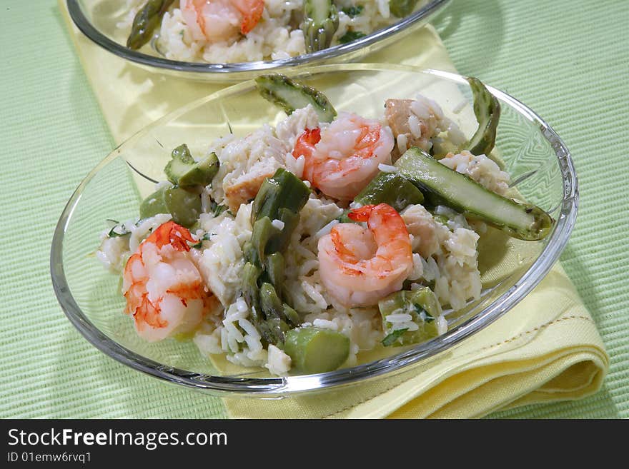 Rice with meat and vegetable sauce on plate