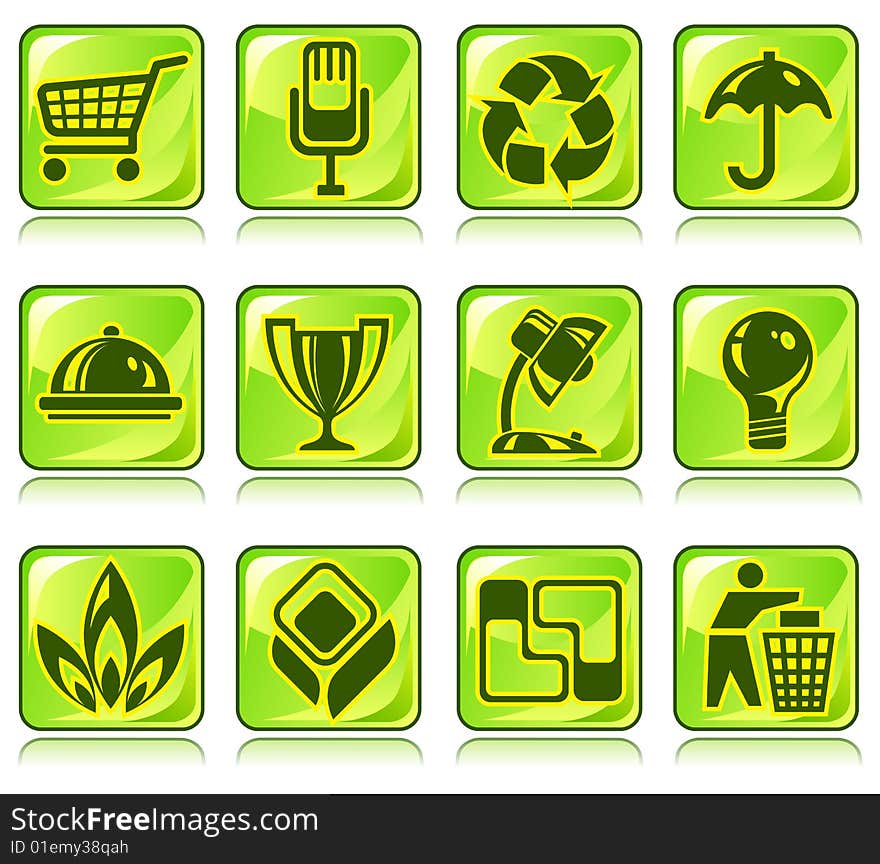 International icons technical symbol, vector illustration in green