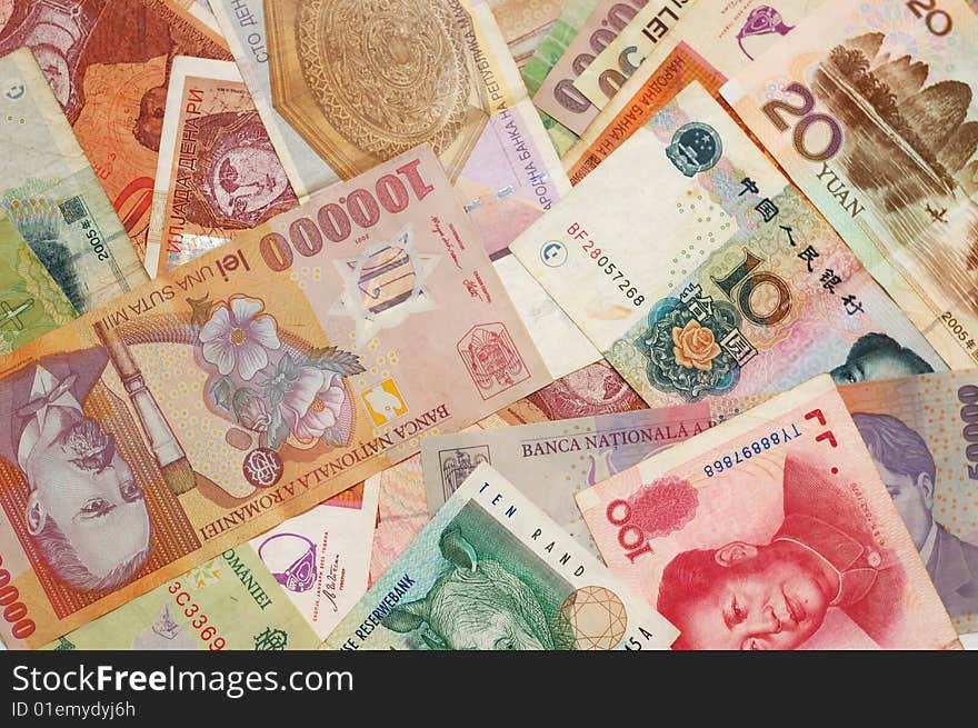 A collection of various currencies