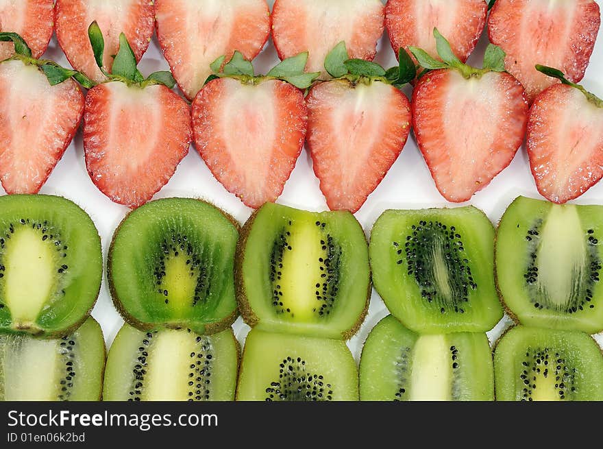 Strawberries and kiwi fruits