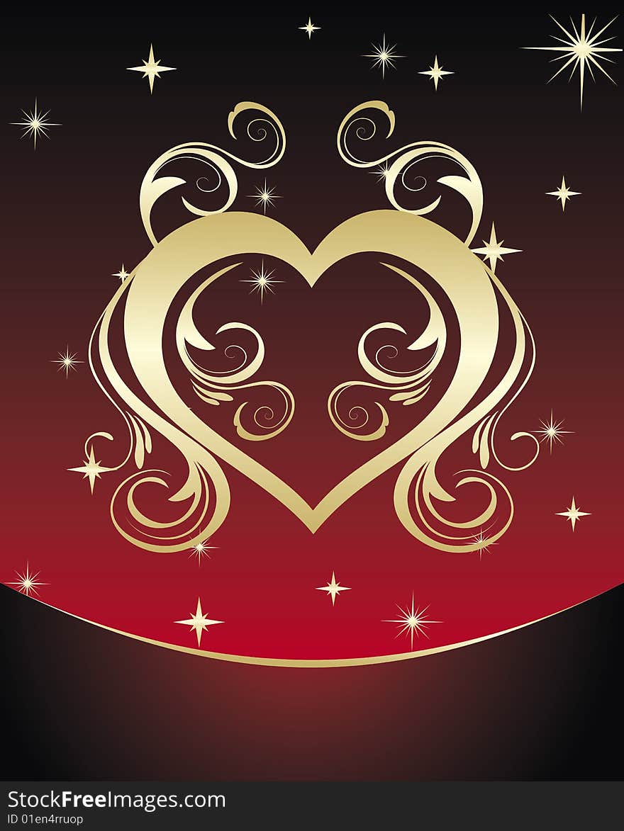 Gold heart for valentine's (vector). Gold heart for valentine's (vector)