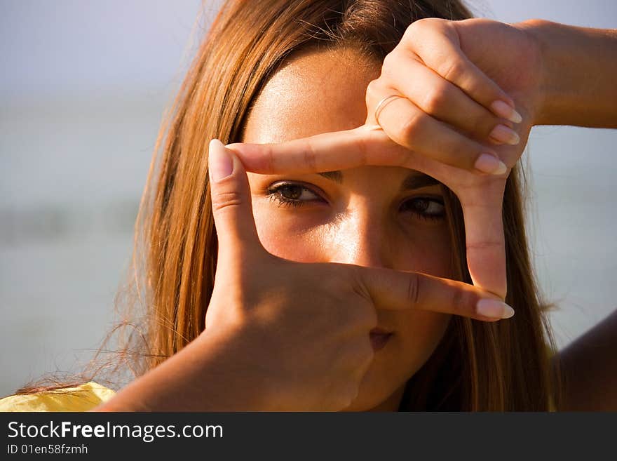 Gestures young girl, summer vocation