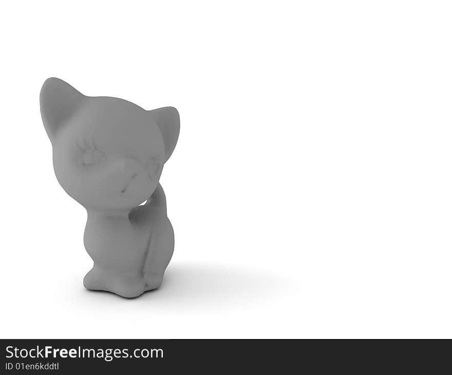 3d of statue cat toy white background