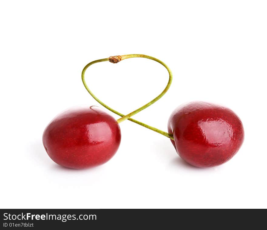 Fresh cherries on white background. Fresh cherries on white background