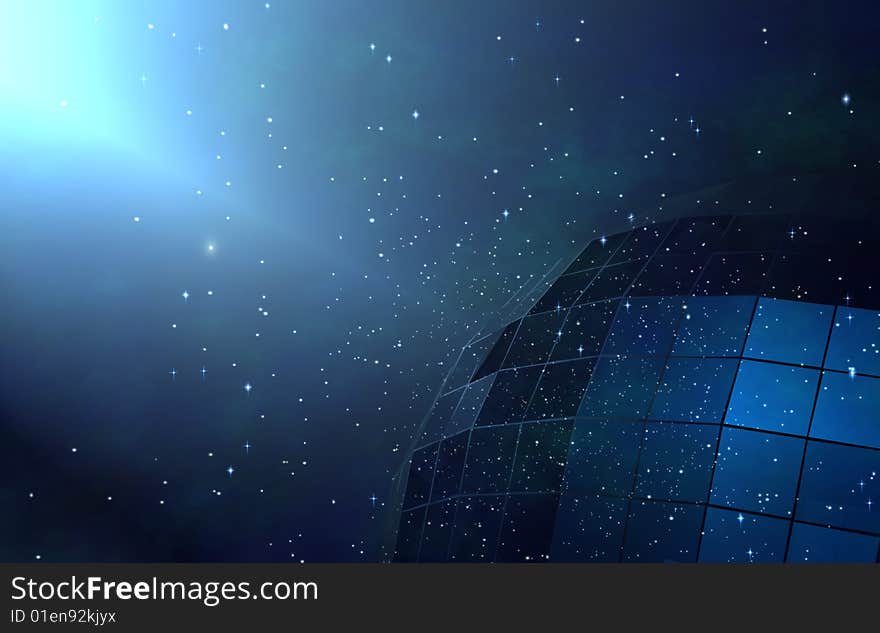 Blue space background galaxy with stars and globe. Blue space background galaxy with stars and globe