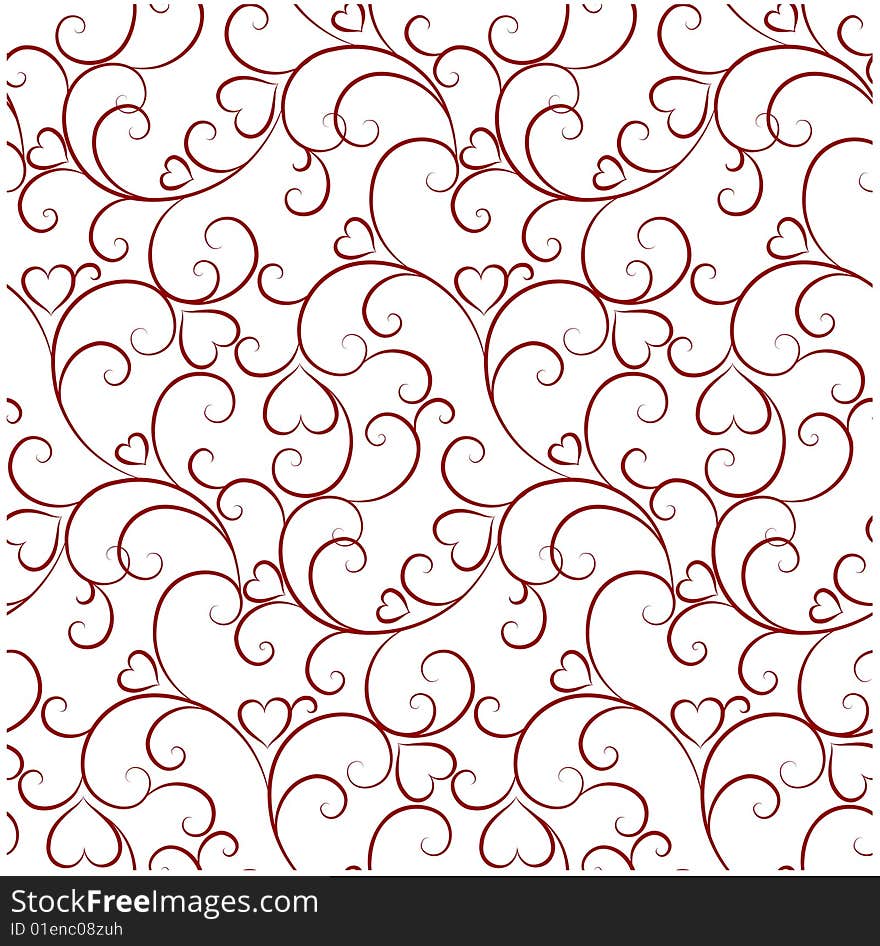 Seamless floral pattern with hearts. Seamless floral pattern with hearts