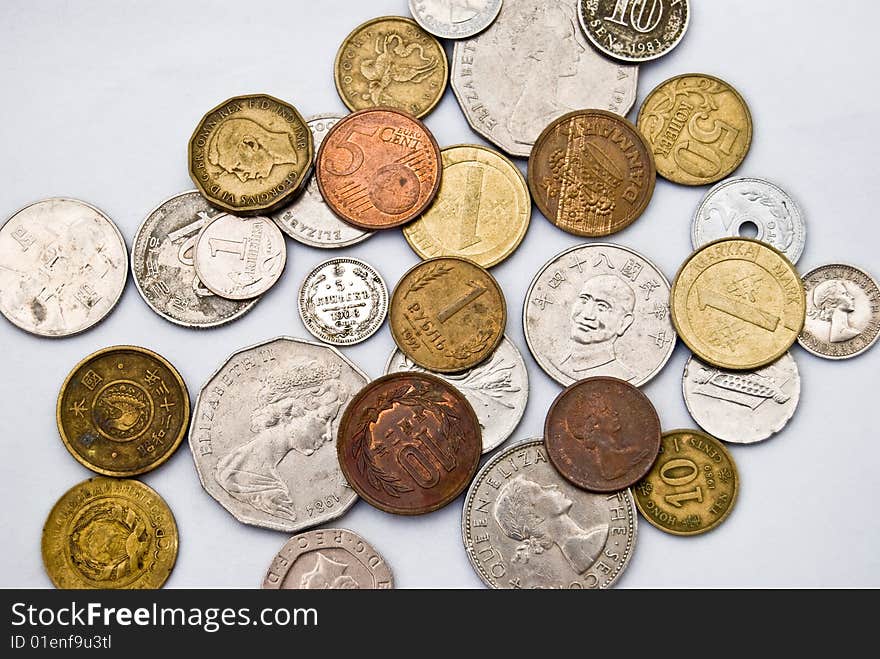 Various textured vintage coins