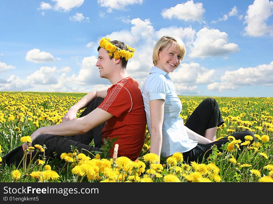 Happy loving couple relaxing outdoors. Happy loving couple relaxing outdoors