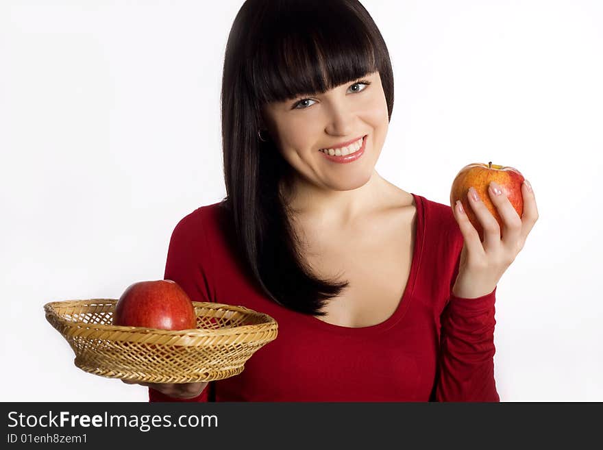 Beautiful woman with apples