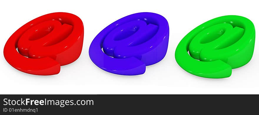 3D generated red green blue email signs