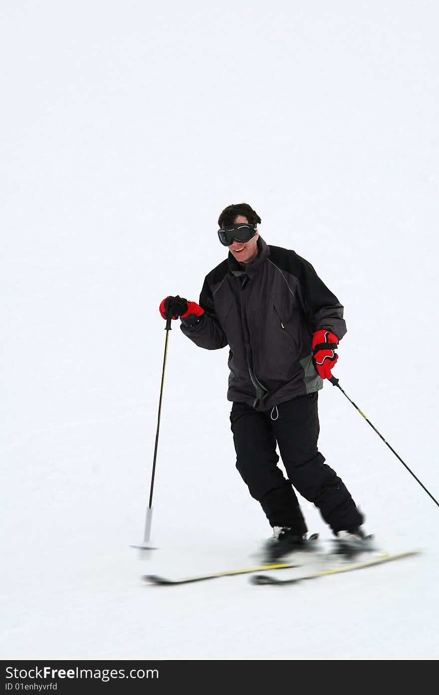 Portrait of man downhill skiing. Portrait of man downhill skiing