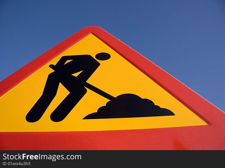 Caution traffic sign in the Pyrenees, Spain