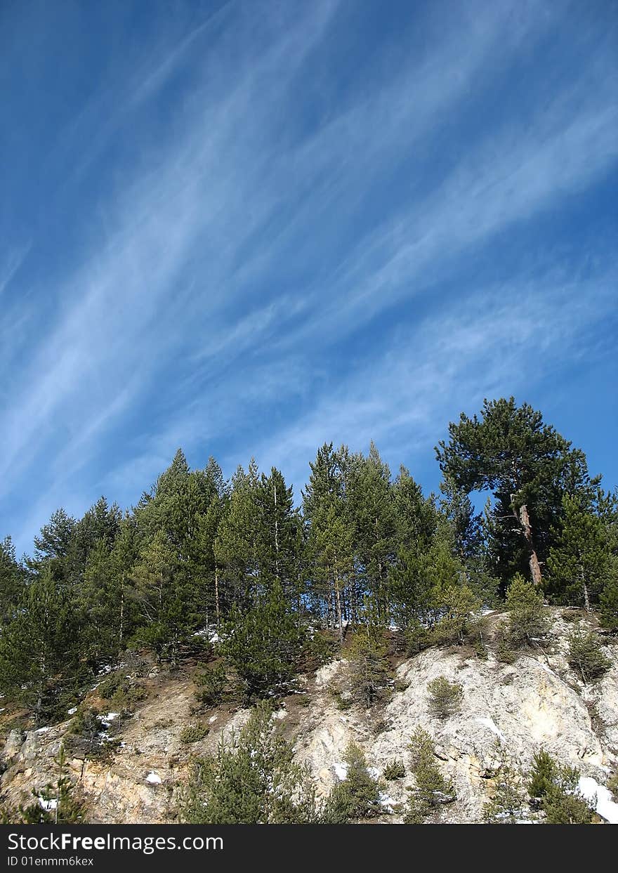 Beautiful mountain landscape with clear blue sky