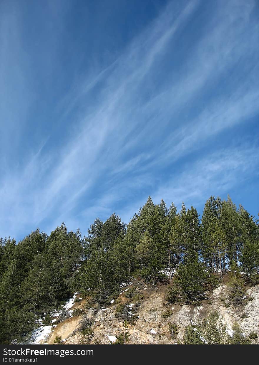 Beautiful mountain landscape with clear blue sky