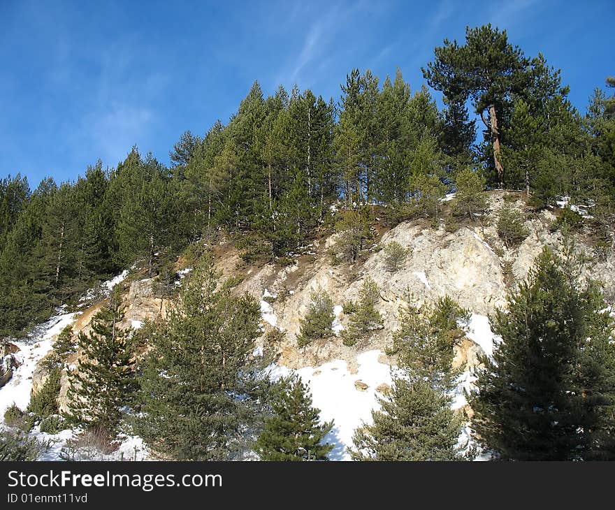 Beautiful mountain landscape with clear blue sky