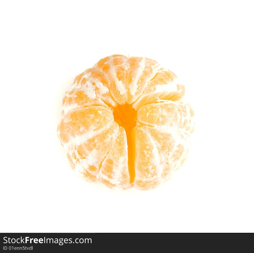 Orange tangerine on white ground