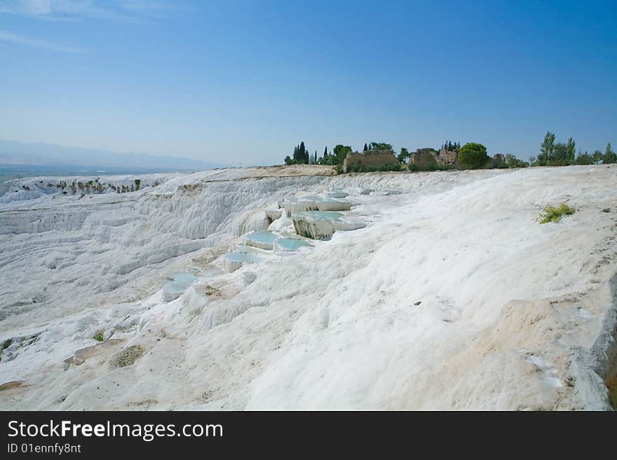 Landscape of Pamukkale in Turkey