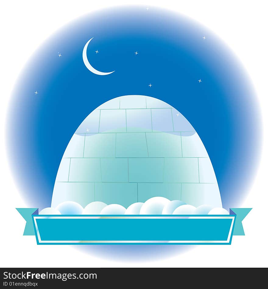 the house from snow  under the star sky. a vector illustration. the house from snow  under the star sky. a vector illustration