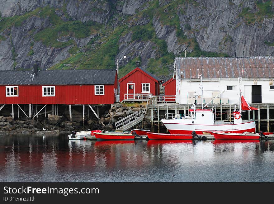 Red and white houses