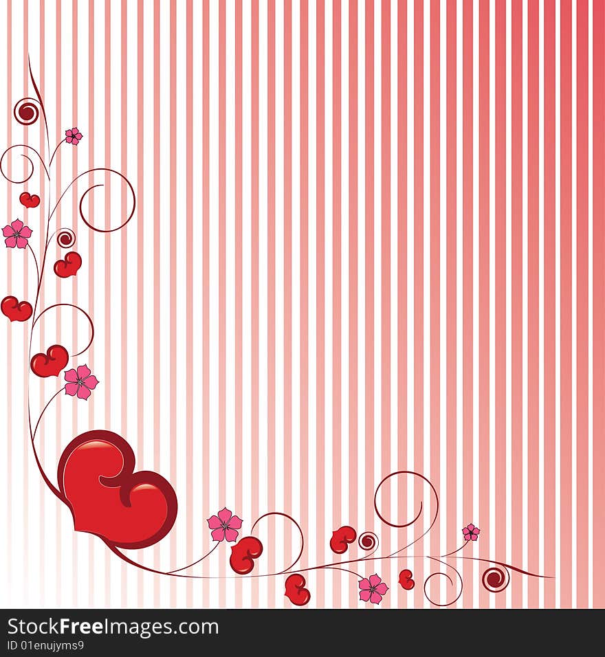 Valentine day background with hearts and flowers. Valentine day background with hearts and flowers