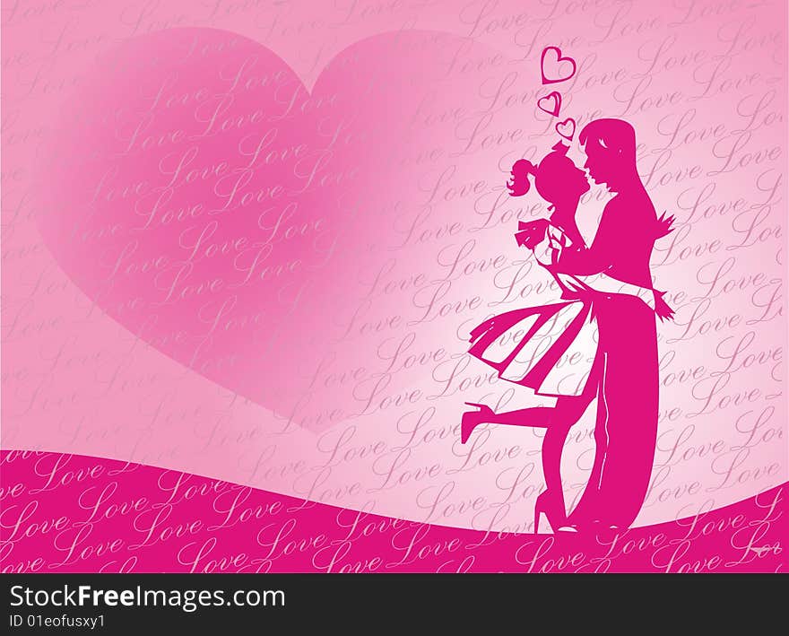 Pink silhouette with pink background illustartion. Pink silhouette with pink background illustartion