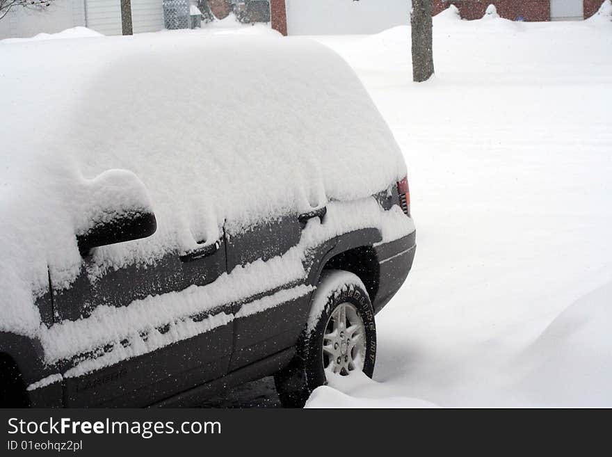 Image of snow covered car. Image of snow covered car