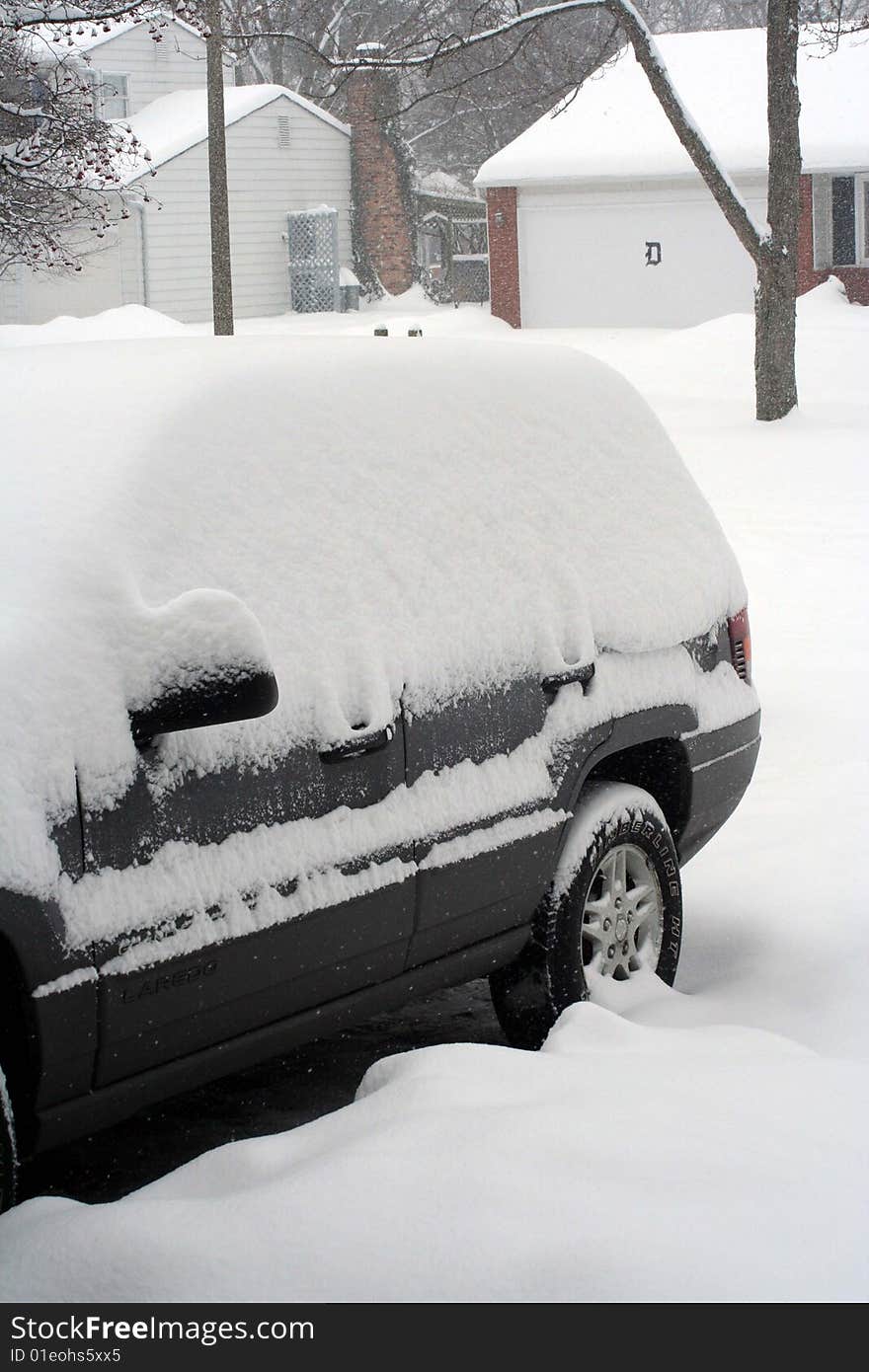 Image of snow covered car. Image of snow covered car