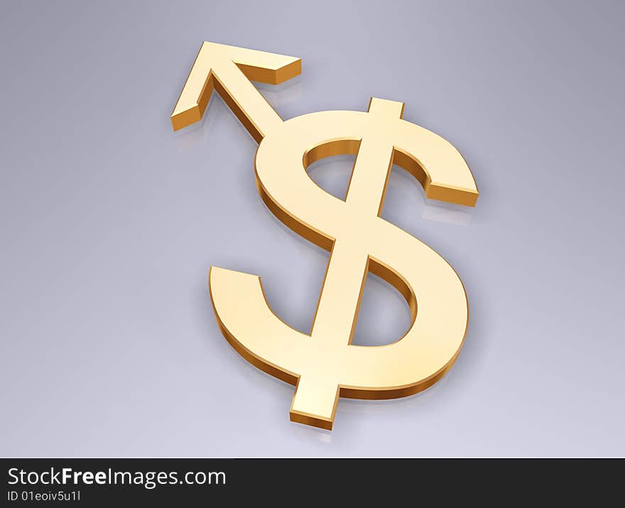 Sign of dollar as a fellow on a light background. Sign of dollar as a fellow on a light background