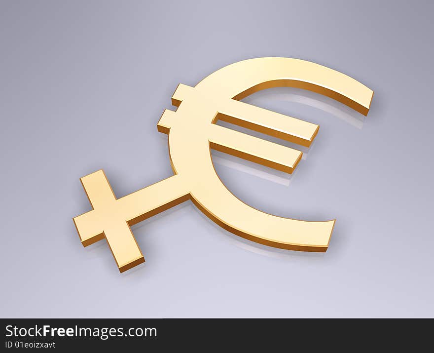 Sign of euro as a girl on a light background