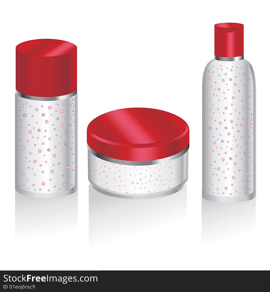 Set of skin care cosmetics with granules