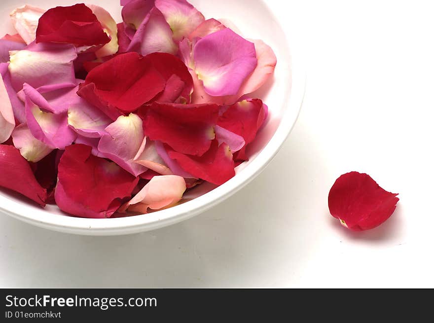 Preparing for red and pink rose petal spa