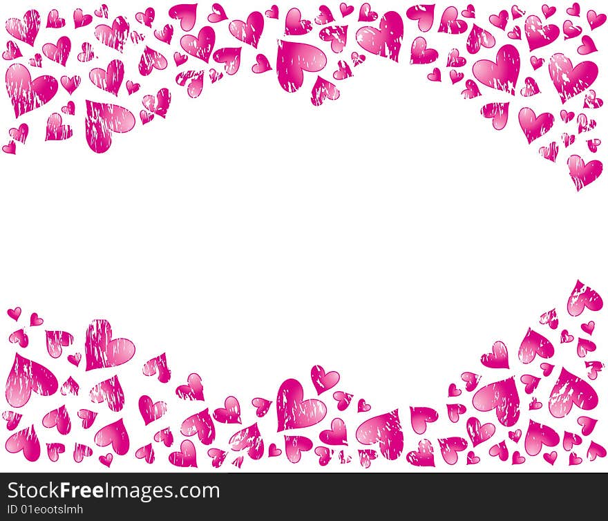 The vector illustration contains the image of grunge hearts