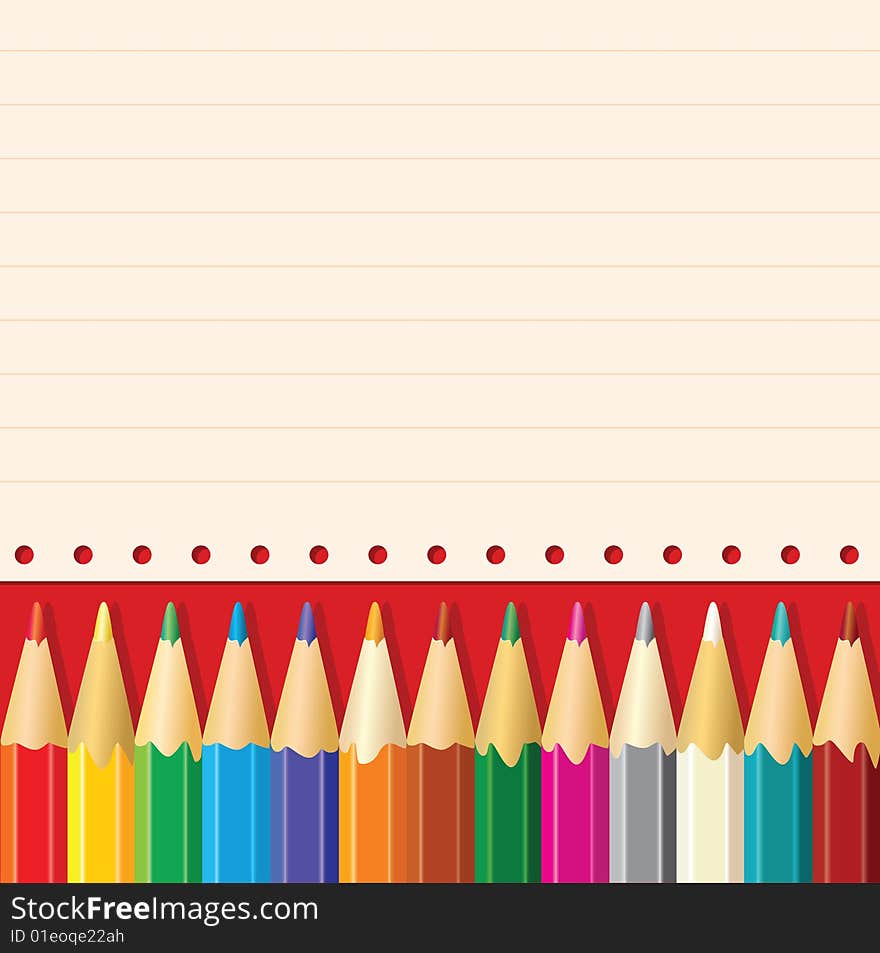 The leaf from a notebook for records with color pe