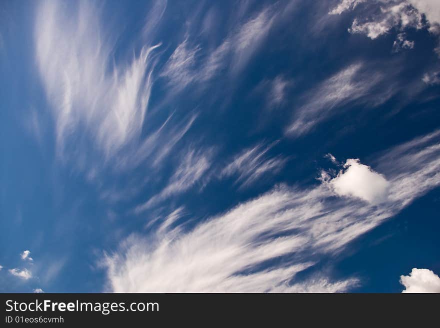 Beautiful deep blue cloudy sky